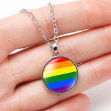 Gay Pride Necklace Rainbow Flag Pride LGBT Pendant Unique Design Glass Necklace Men Women Jewelry Gift