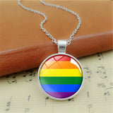 Gay Pride Necklace Rainbow Flag Pride LGBT Pendant Unique Design Glass Necklace Men Women Jewelry Gift