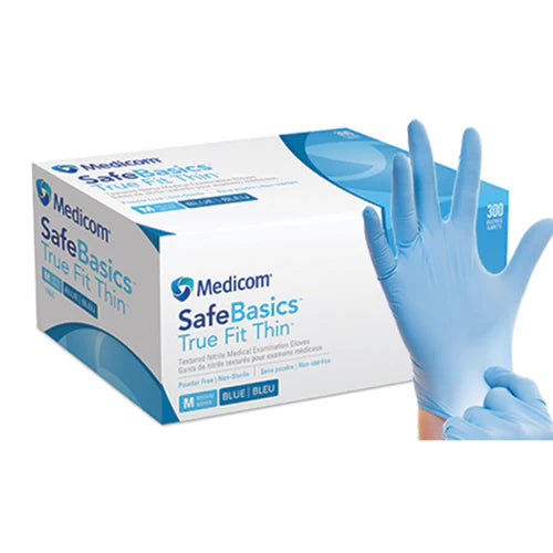 Nitrile Powder Free - Blue Medical Examination Gloves -True Fit Thin by Medicom (300pcs/box)